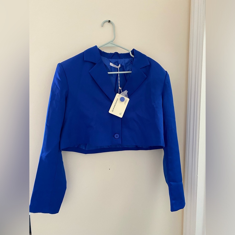 Peppermayo Cute cropped cobalt blue blazer NWT - Picture 2 of 7